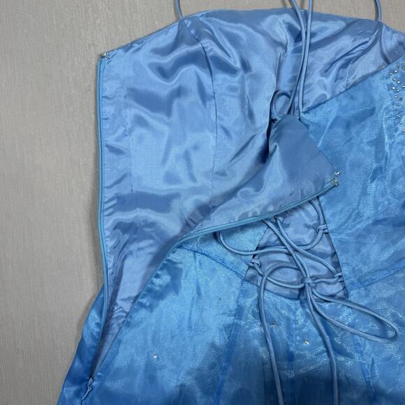 VTG Y2K Jump Apparel Dress Blue Ombre Fairy Princess Hoco Prom Sparkle Floral S - Picture 10 of 13